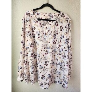 Loft Plus Size 26 Cottagecore Floral Print Long Sleeve Blouse Casual Top